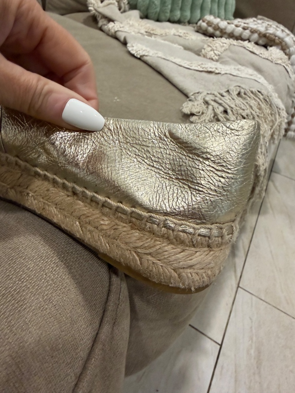 Tory Burch Ines Metallic Leather Platform Espadrilles - Picture 7 of 8
